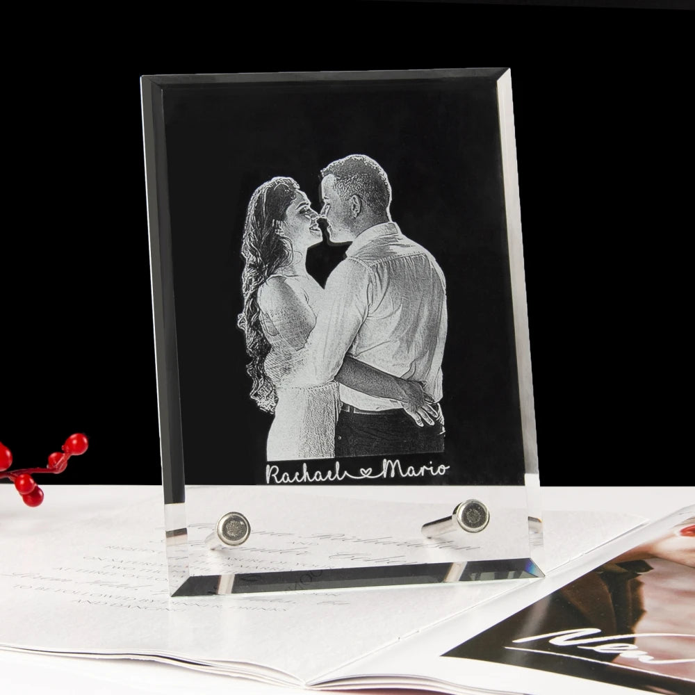 Custom Crystal Photo Frame Personalized Engraving Customized Home Deco Family Lovers Mother Birthday Anniversary Souvenir Gift