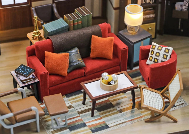 DIY Wooden Central Perk Cafe Casa Miniature Building Kits Bookend With Lights Assembled Bookshelf Home Decoration Friends Gifts