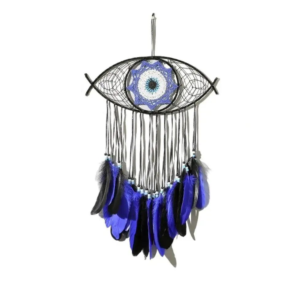 Boho Room Decor Handmade Dreamcatcher Creative Blue Feather Evil Eye Dream Catcher Funny Macrame Wall Hanging Bedroom