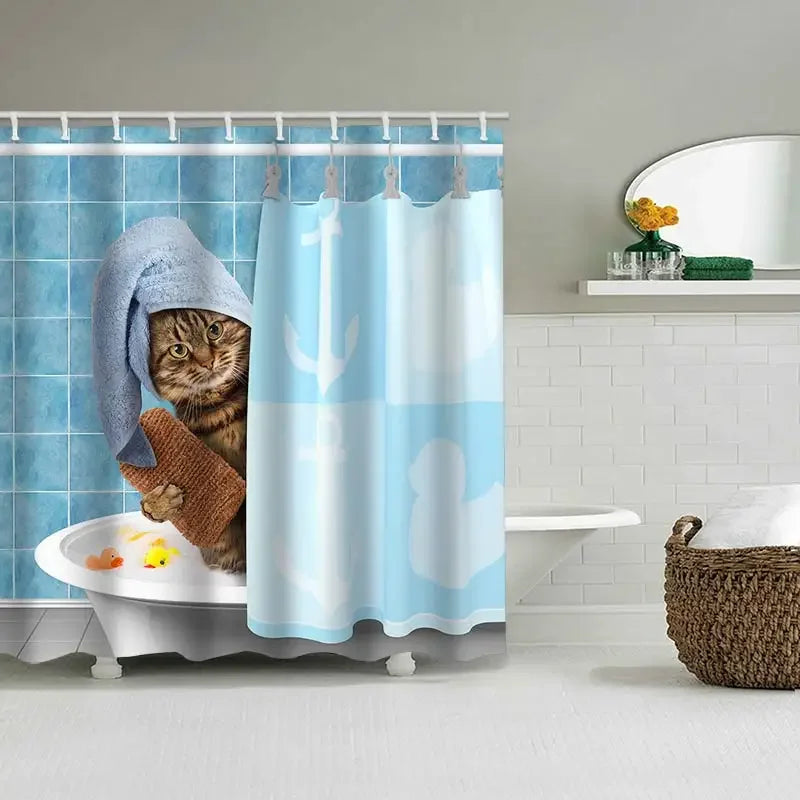 Carton Animal Bathing Curtain  Bathroom Shower Curtain Waterproof With 12 Hooks Home Deco Free Ship