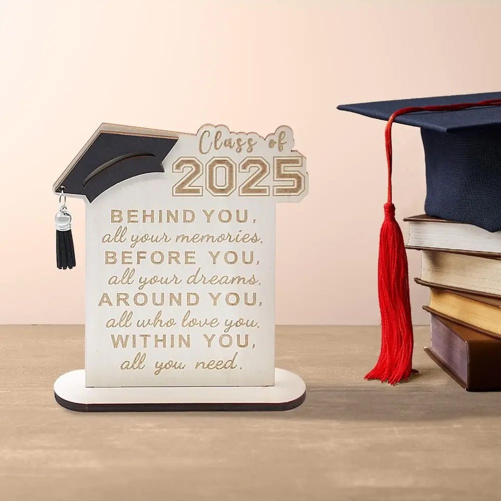 Home Decor Vintage Graduation Ornament Durable Rustic Wooden Logo Desktop Decoration Handmade Creative Graduation Gift Bedroom