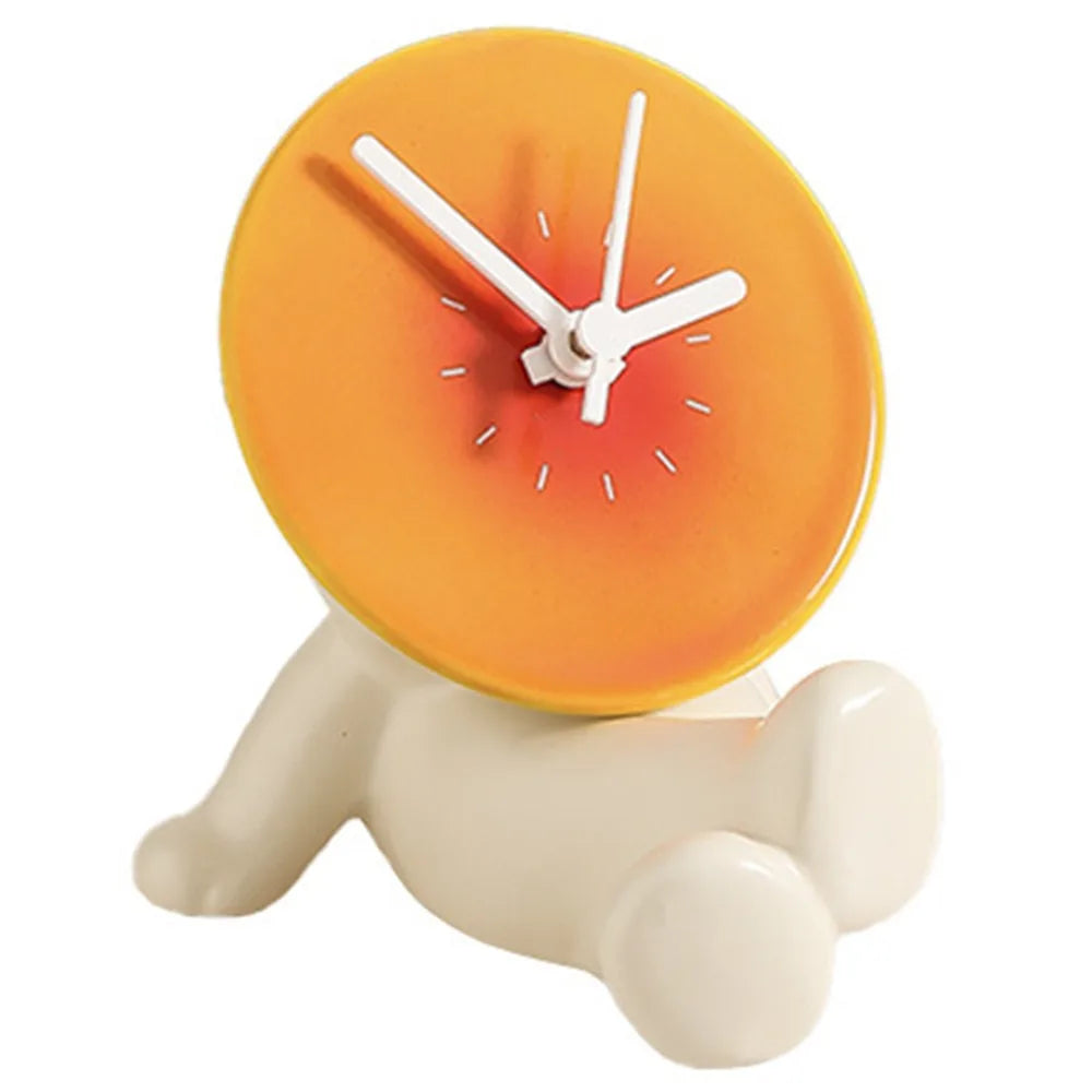Home Decorative Creative Desktop Ceramic Clock Silent Cute Foyer Entry Clock Simple Modern Sunset Sculpture Clock Bedroom