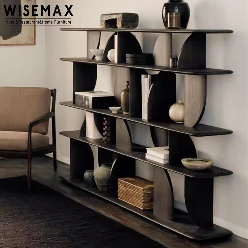 Modern Luxury Decor House Furniture Wooden 2/5 Tier Geometric Bookshelf Display Storage Sofa Console Bookcase Cabinet