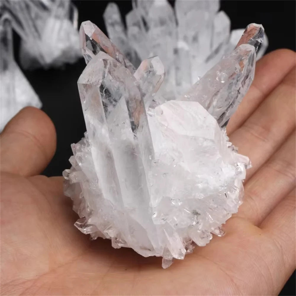 Natural White Crystal Custer Primitive Stone Crystal Flower Mineral Specimen Piece High Penetration Healing Stone Home Deco