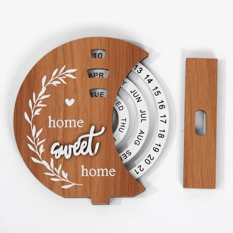Wooden Creative Simple Living Room Desk Calendar Manually Rotated Bedroom Desk Calendar Luxury Modern Art Home Decoration