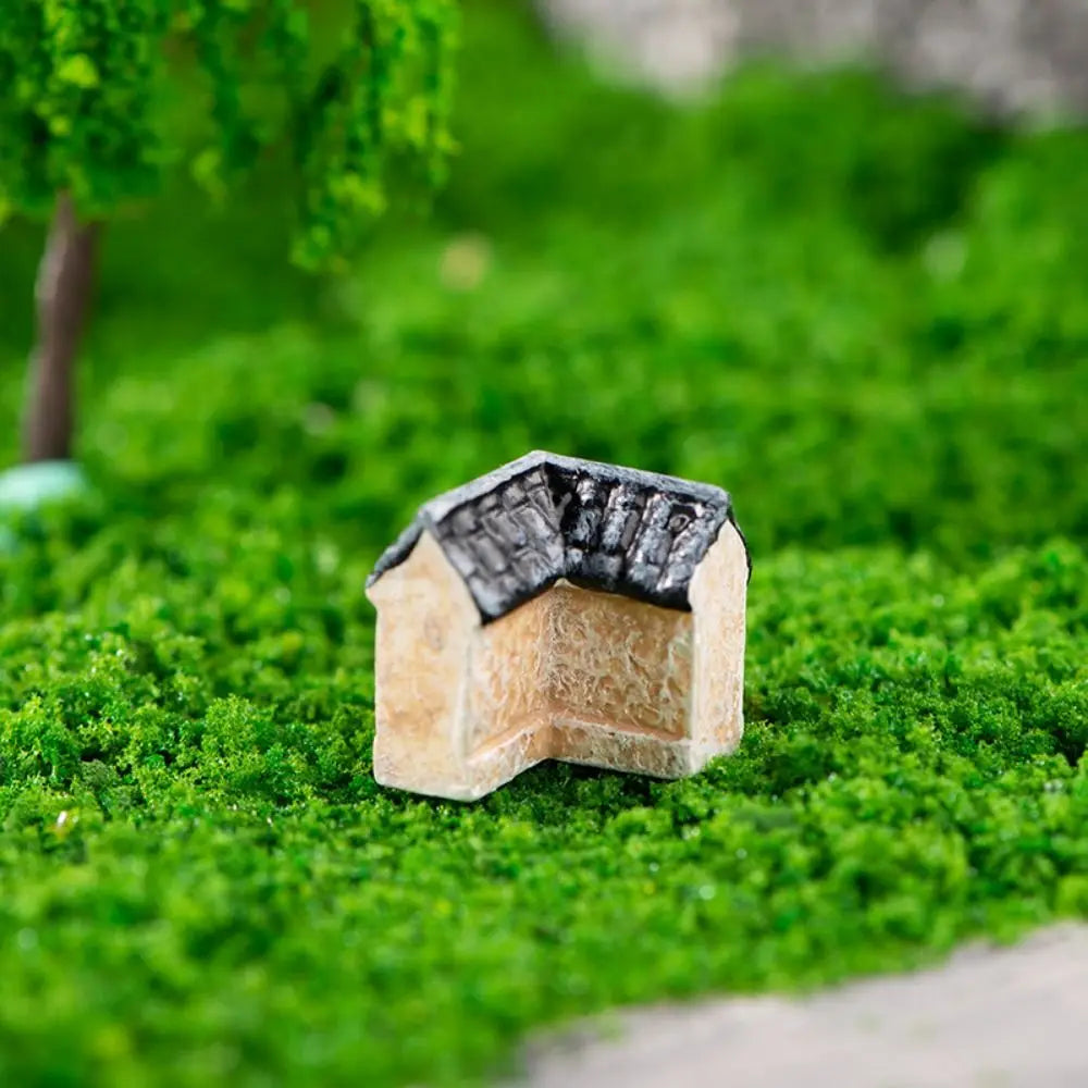 Decorative Mini Resin House Chinese Style Retor Bonsai Landscaping Resin Mini House Retro Building Home Desk