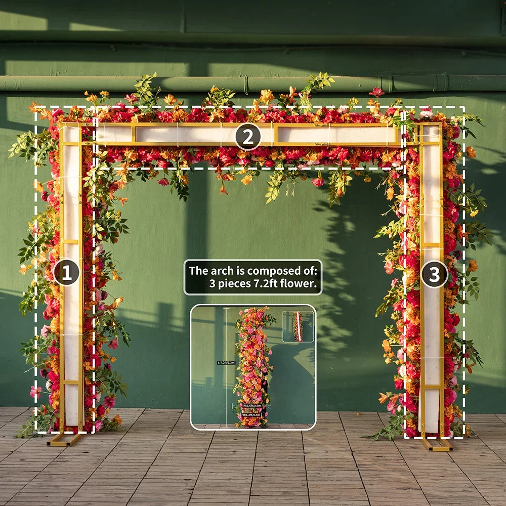 Deco Mariage Backdrop Fleurs Artificielles Decoration Custom Orange Pink Rose Hydrangea Floral Arrangement Decor Props HY2451