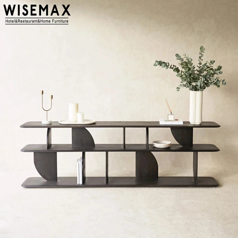 Modern Luxury Decor House Furniture Wooden 2/5 Tier Geometric Bookshelf Display Storage Sofa Console Bookcase Cabinet