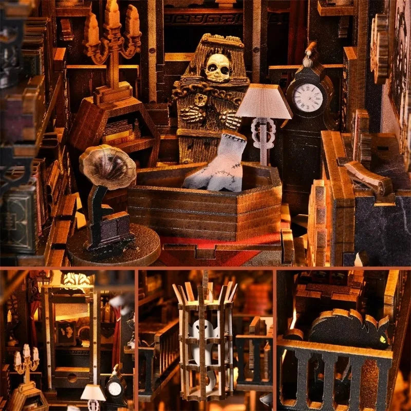 Wood DIY Hand Assembling Desktop Figurines Creative Cabin Moulding Modern Aesthetic Home Decoration Crafts Halloween Funny Gift