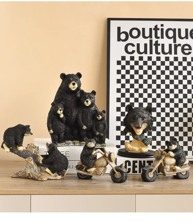 Black Bear Display Home Living Room TV Cabinet Porch Decoration Home Decor Desk Accessories
