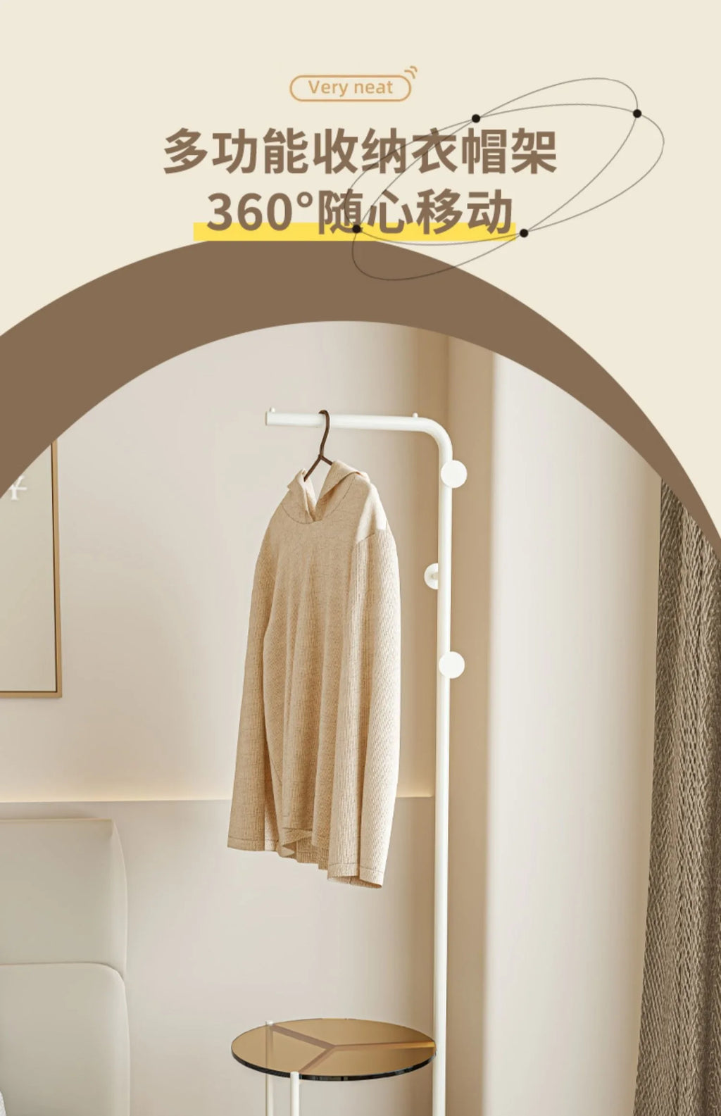 Bedroom Multifunctional Hanger Bedside Table Integrated Glass Home Bedside Coat Rack Floor Simple Cabodeiro De Chao Furniture