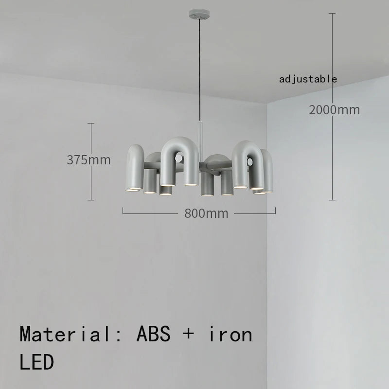 Art Deco Chandelier Black Orange Gray Metal Dining Room Foyer Lighting Fixtures Cord Adjustable Bedroom Hanging Lamp
