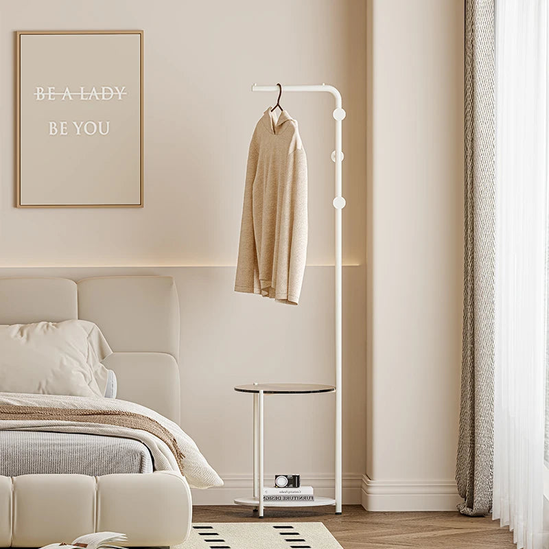 Bedroom Multifunctional Hanger Bedside Table Integrated Glass Home Bedside Coat Rack Floor Simple Cabodeiro De Chao Furniture