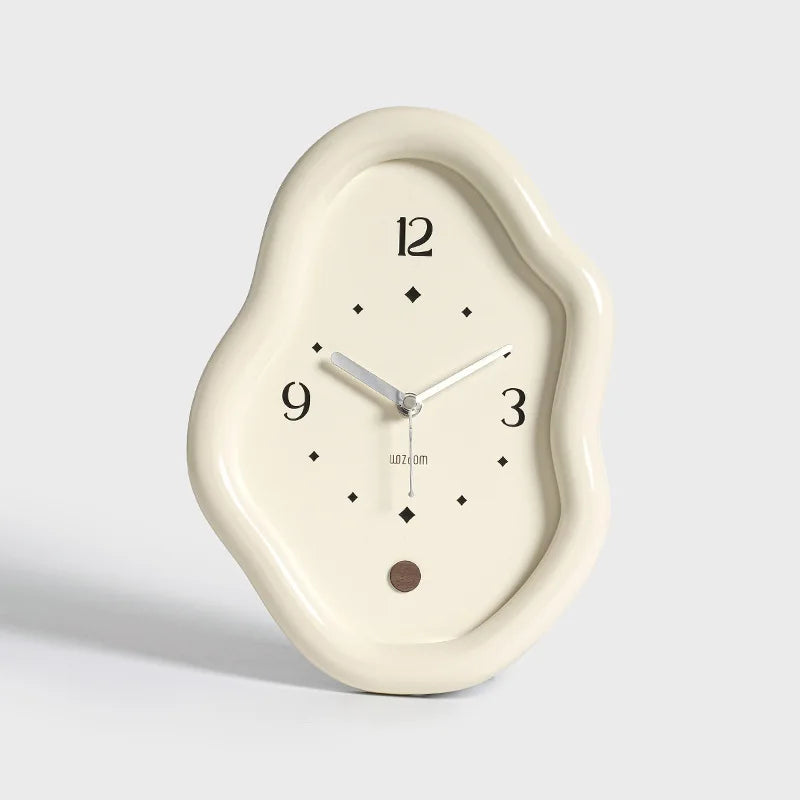 Wooden Clock Ins Simple Desktop Decoration Home Cream Style Clock Living Room Entrance Desk Clock Fun Decoration Bedroom Clock
