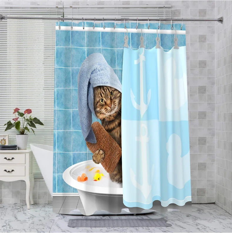 Carton Animal Bathing Curtain  Bathroom Shower Curtain Waterproof With 12 Hooks Home Deco Free Ship