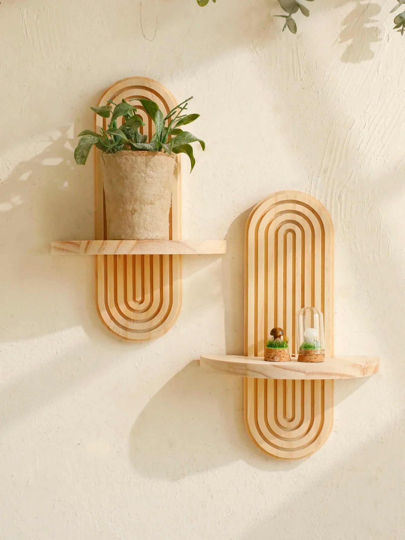 Boho Style Wooden Shelves, Wall Mounted Storage Rack Modern Home Decor ,Display Decoration for Living Room