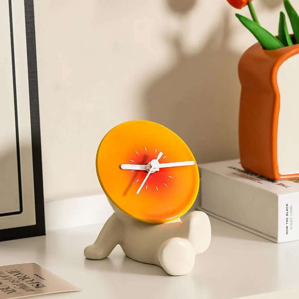 Home Decorative Creative Desktop Ceramic Clock Silent Cute Foyer Entry Clock Simple Modern Sunset Sculpture Clock Bedroom