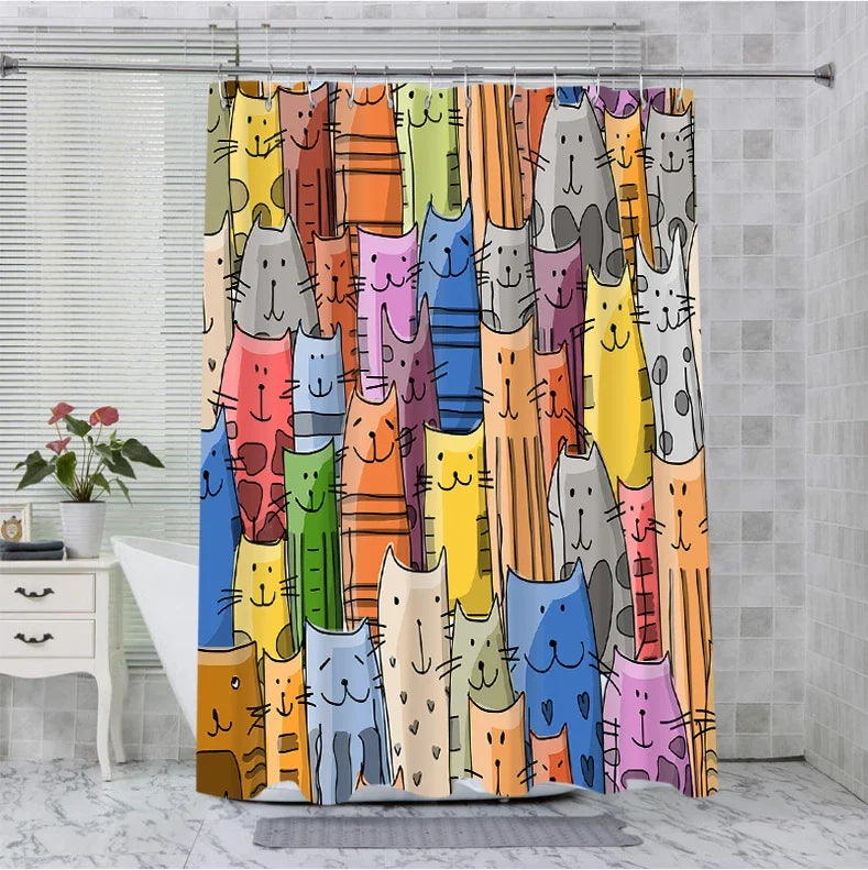 Carton Animal Bathing Curtain  Bathroom Shower Curtain Waterproof With 12 Hooks Home Deco Free Ship